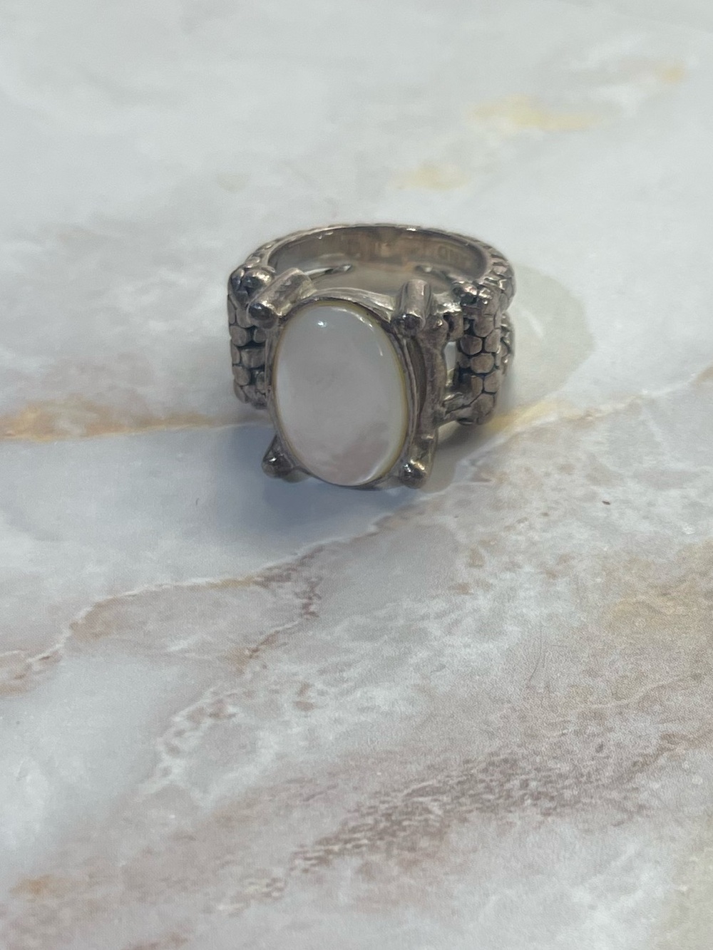 Michael Dawkins Sterling Silver Mother Of Pearl Ring Size 6